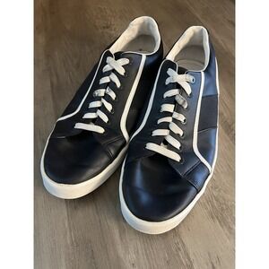 Zara Black Leather Sneakers Shoes White Stripe Lace-up Men's EU 45, US‎ 12